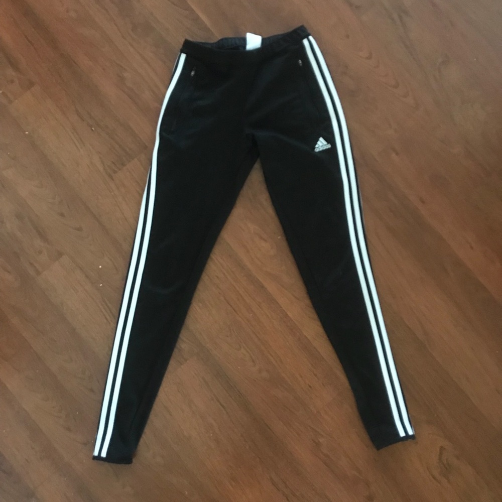 Adidas womans 3 stripe black pants xs